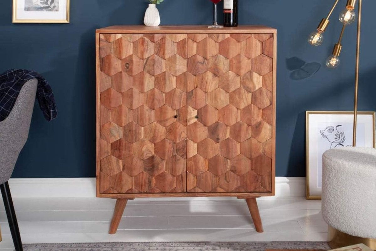 Barschrank Braun 76 x 46 x H. 89 cm - Weinschrank mit 2 Türen