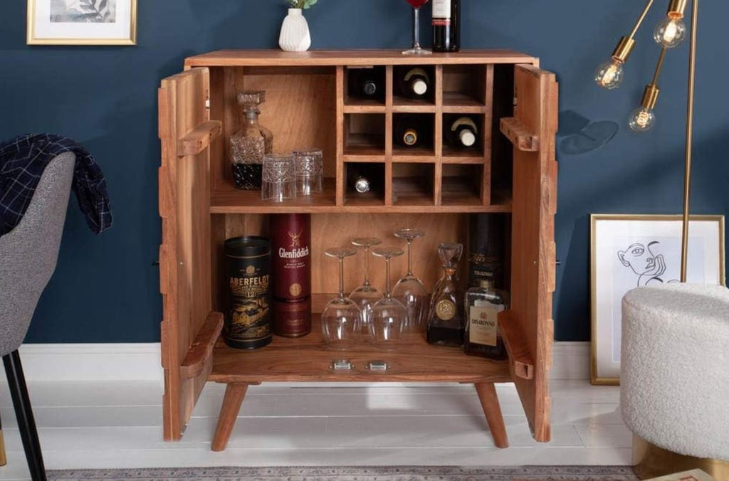 Barschrank Braun 76 x 46 x H. 89 cm - Weinschrank mit 2 Türen