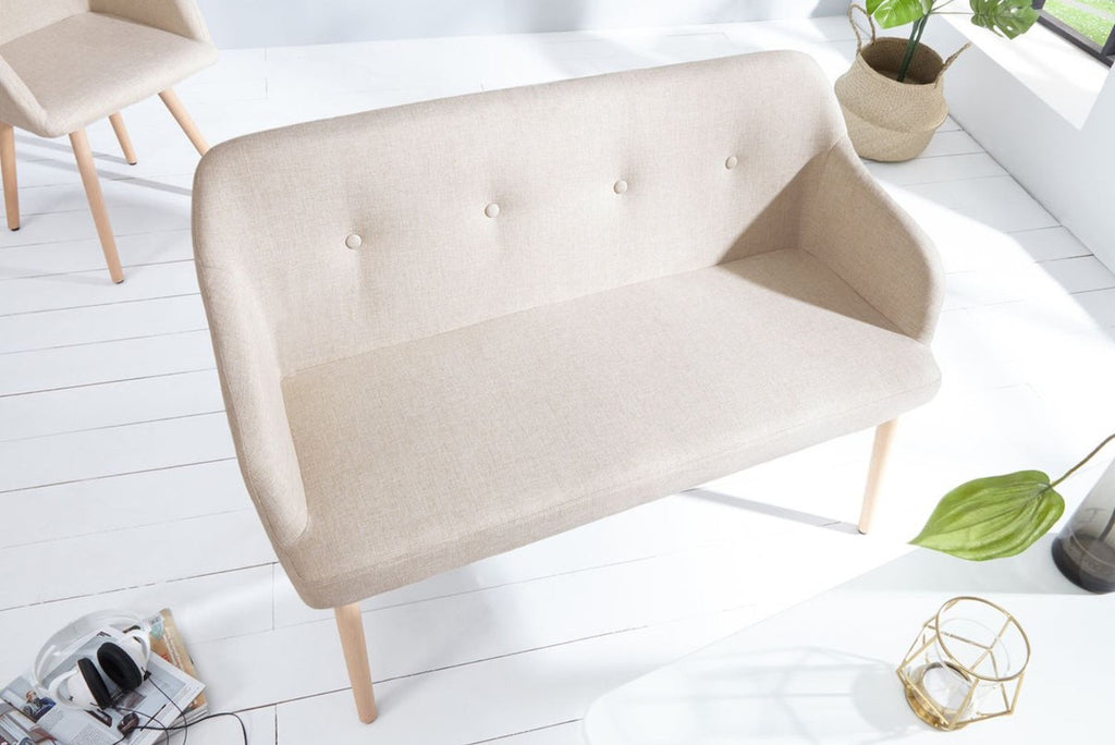 Sitzbank Naturfarben 116 cm - Gepolsterte Massivholz Bank