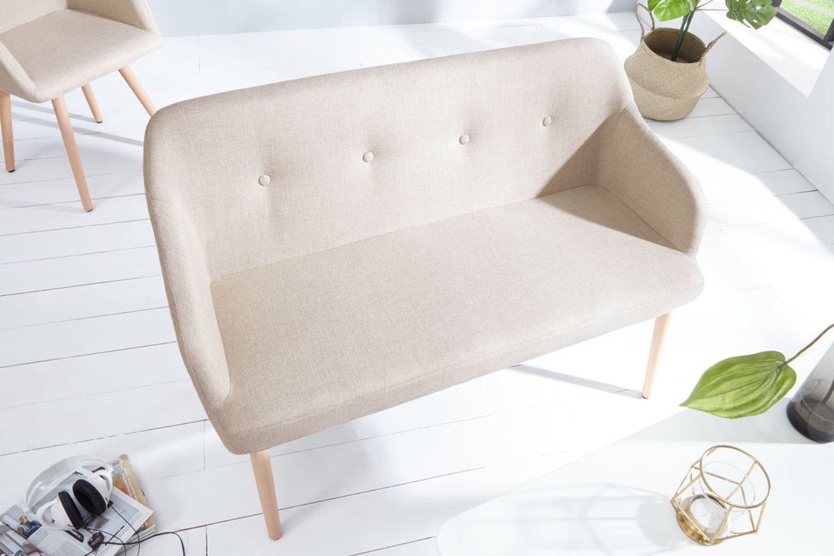 Sitzbank Naturfarben 116 cm - Gepolsterte Massivholz Bank