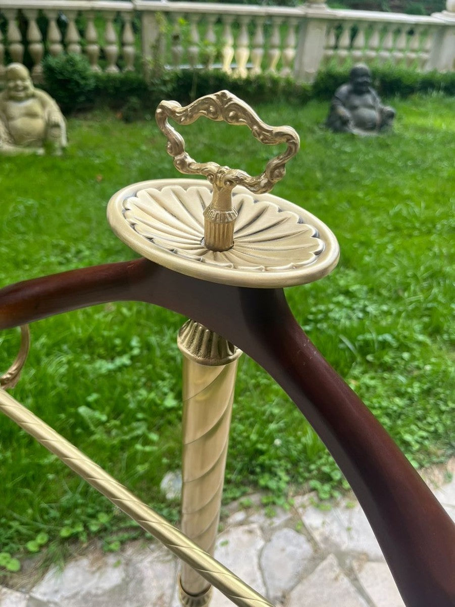 Luxus Barock Dressboy Messing / Dunkelbraun H. 133 cm - Barock Hotel Möbel