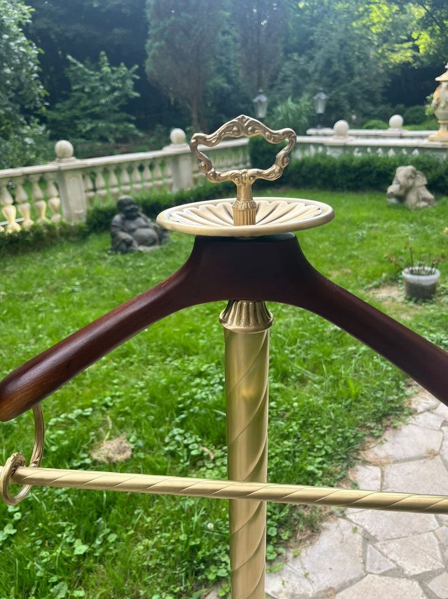 Luxus Barock Dressboy Messing / Dunkelbraun H. 133 cm - Barock Hotel Möbel