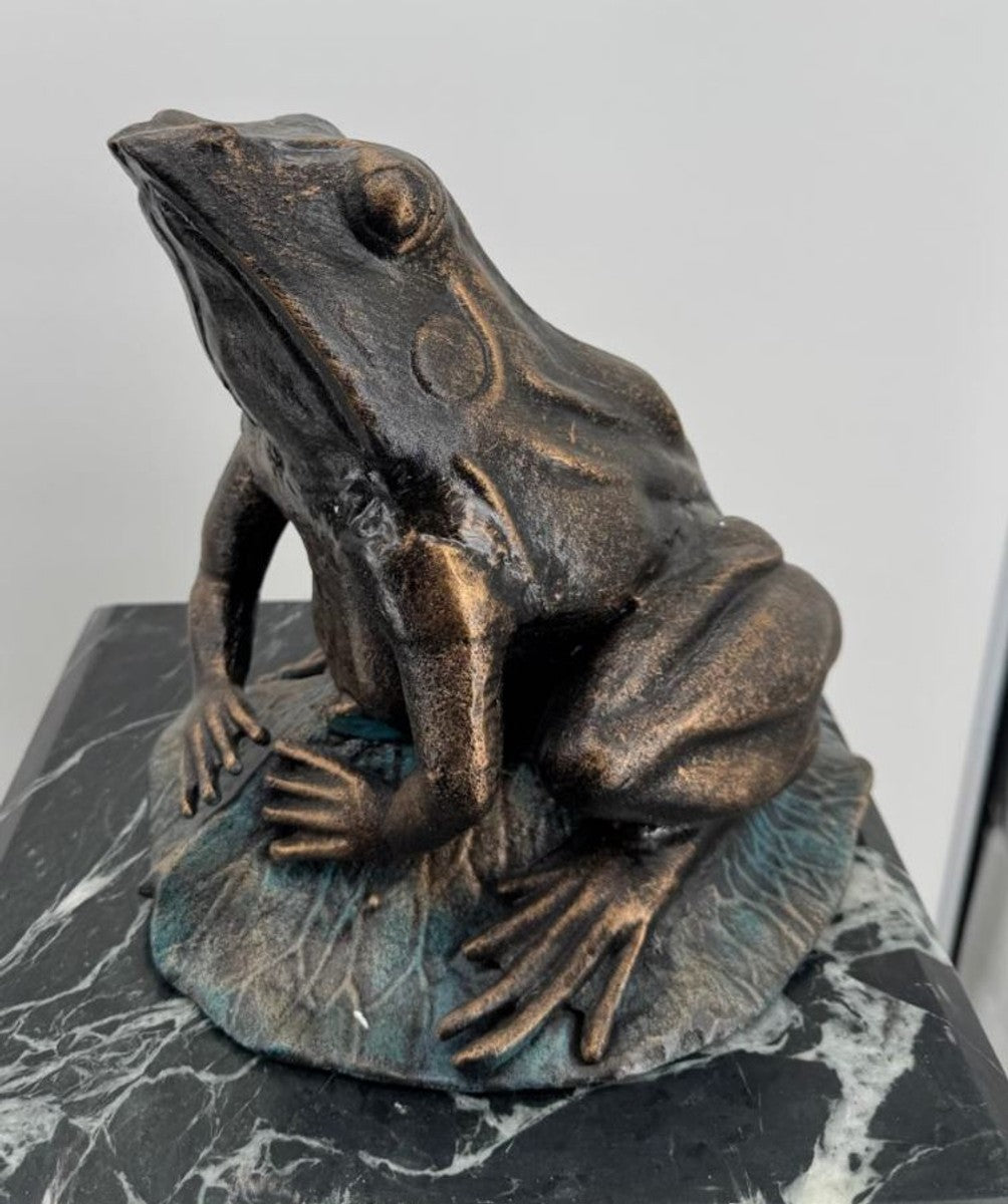 Gusseisen Deko Frosch Bronze / Türkis H. 24 cm - Deko Figur