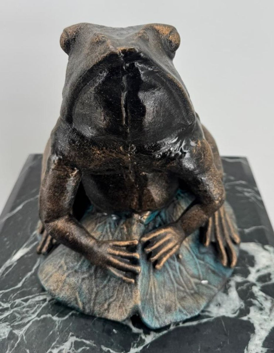 Gusseisen Deko Frosch Bronze / Türkis H. 24 cm - Deko Figur