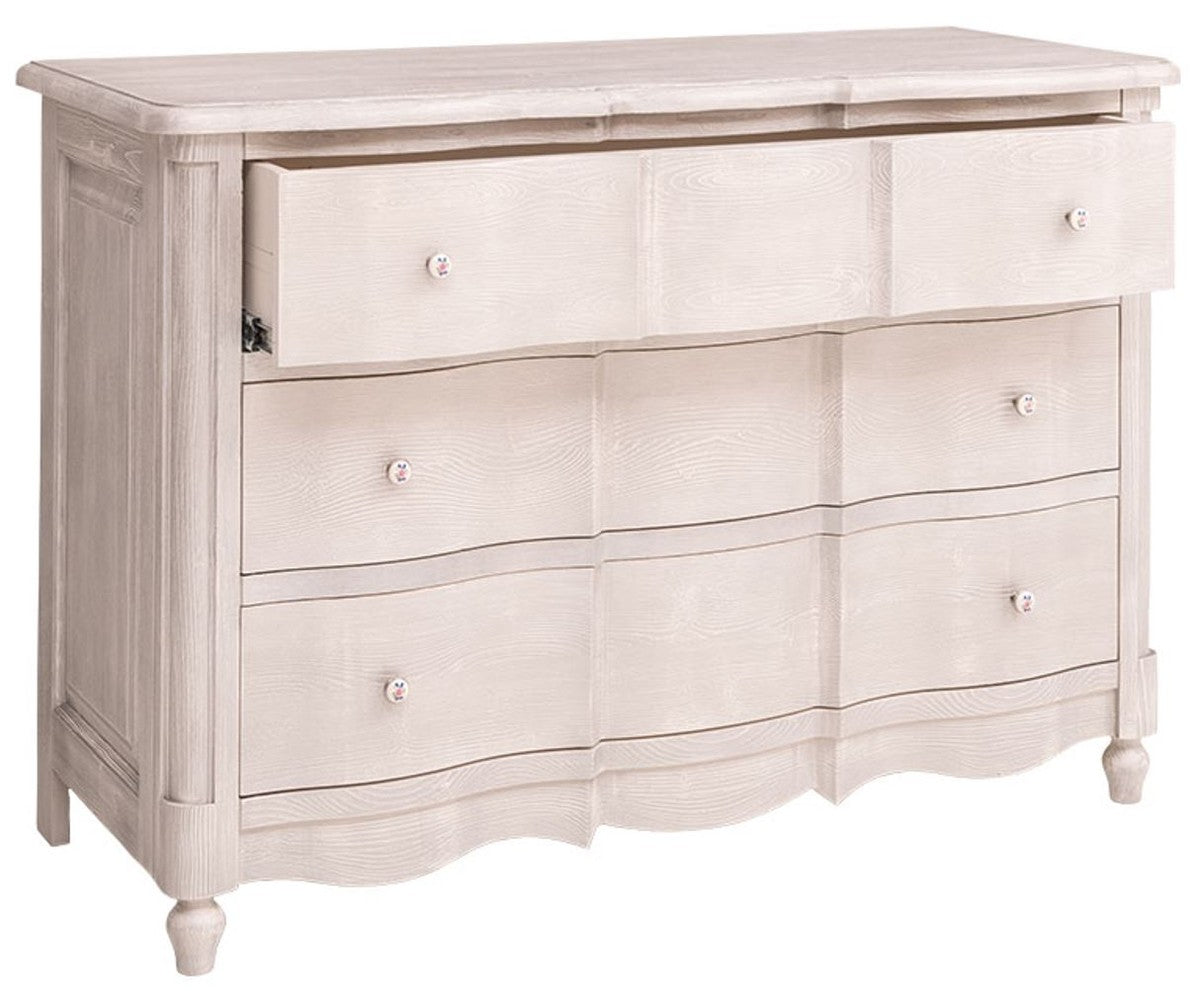 Barock Landhausstil Kommode mit 3 Schubladen Hellgrau 130 cm