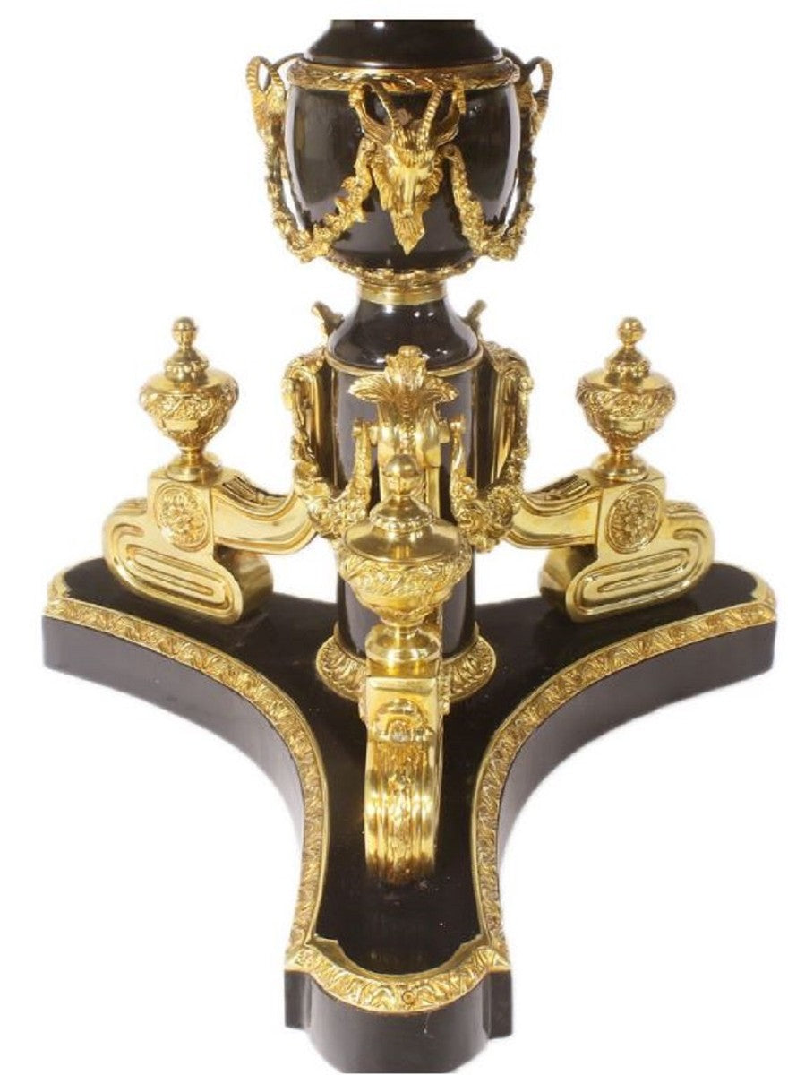 Barock Esstisch Dunkelbraun / Mehrfarbig / Gold - Prunkvoller Massivholz Esszimmertisch im Barockstil - Barock Esszimmer Möbel - Edel & Prunkvoll