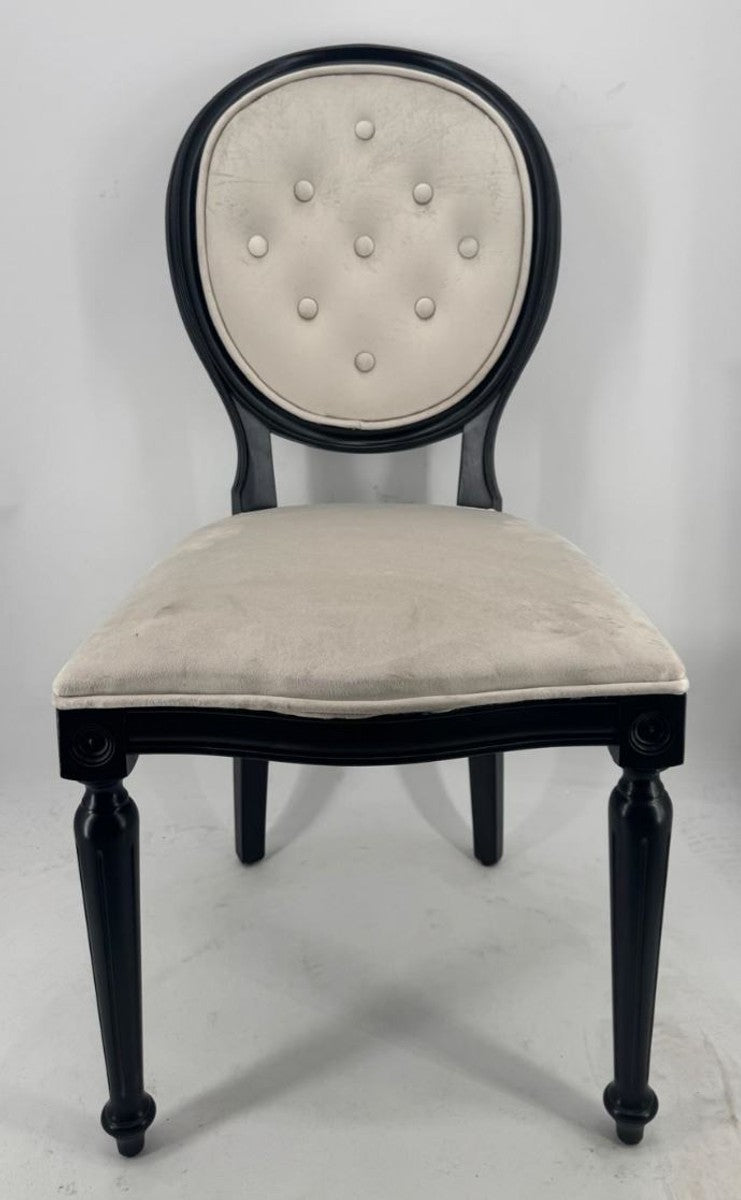 Luxus Barock Esszimmer Stuhl Grau / Schwarz H. 99 cm - Barockstil Esszimmer Möbel