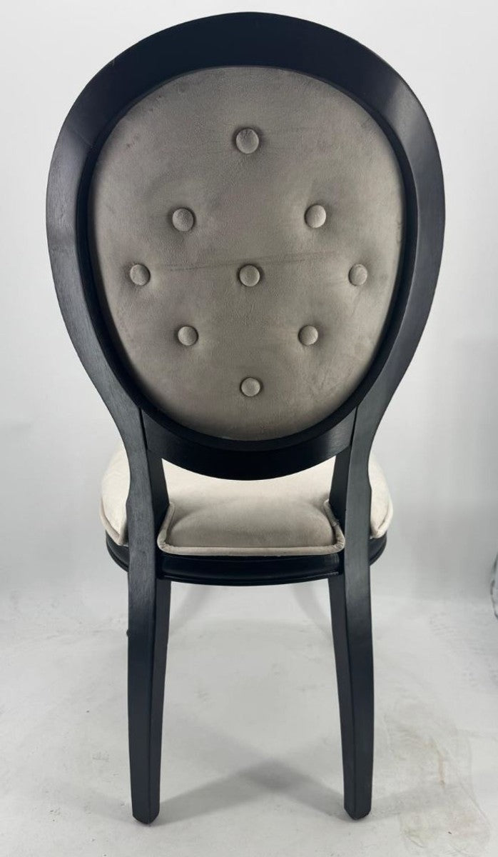 Luxus Barock Esszimmer Stuhl Grau / Schwarz H. 99 cm - Barockstil Esszimmer Möbel