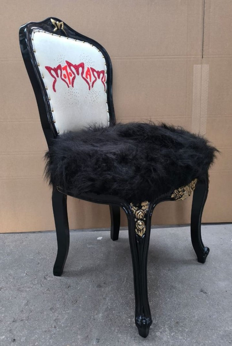 Luxus Barock Esszimmer Stuhl Schwarz / Weiß / Rot / Gold - Barock Möbel