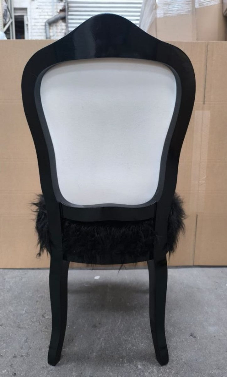 Luxus Barock Esszimmer Stuhl Schwarz / Weiß / Rot / Gold - Barock Möbel