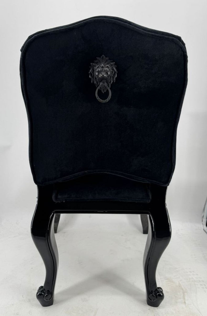 Luxus Barock Esszimmer Stuhl Castle mit Messing Löwengriff Schwarz - Barock Möbel