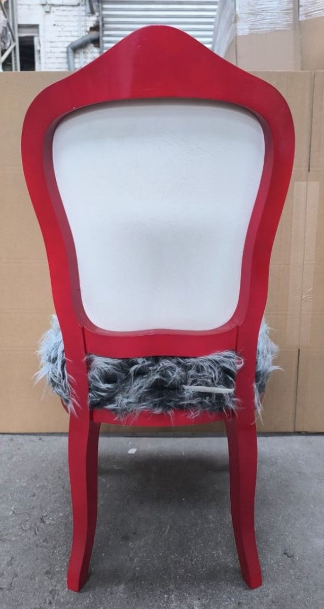 Luxus Barock Esszimmer Stuhl Grau / Blau / Rot / Silber - Barock Möbel