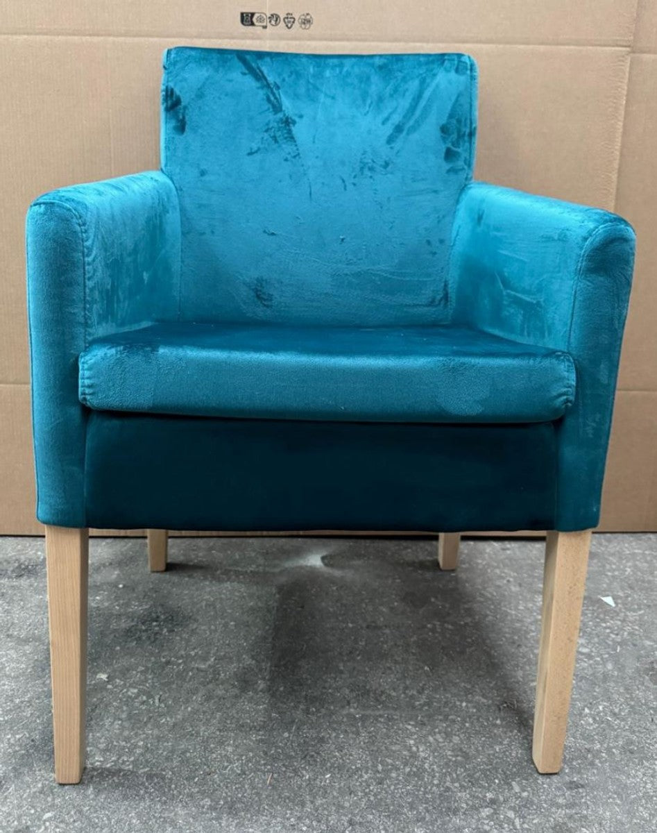 Esszimmer Stuhl mit Armmlehnen Blau / Naturfarben - Esszimmer Möbel