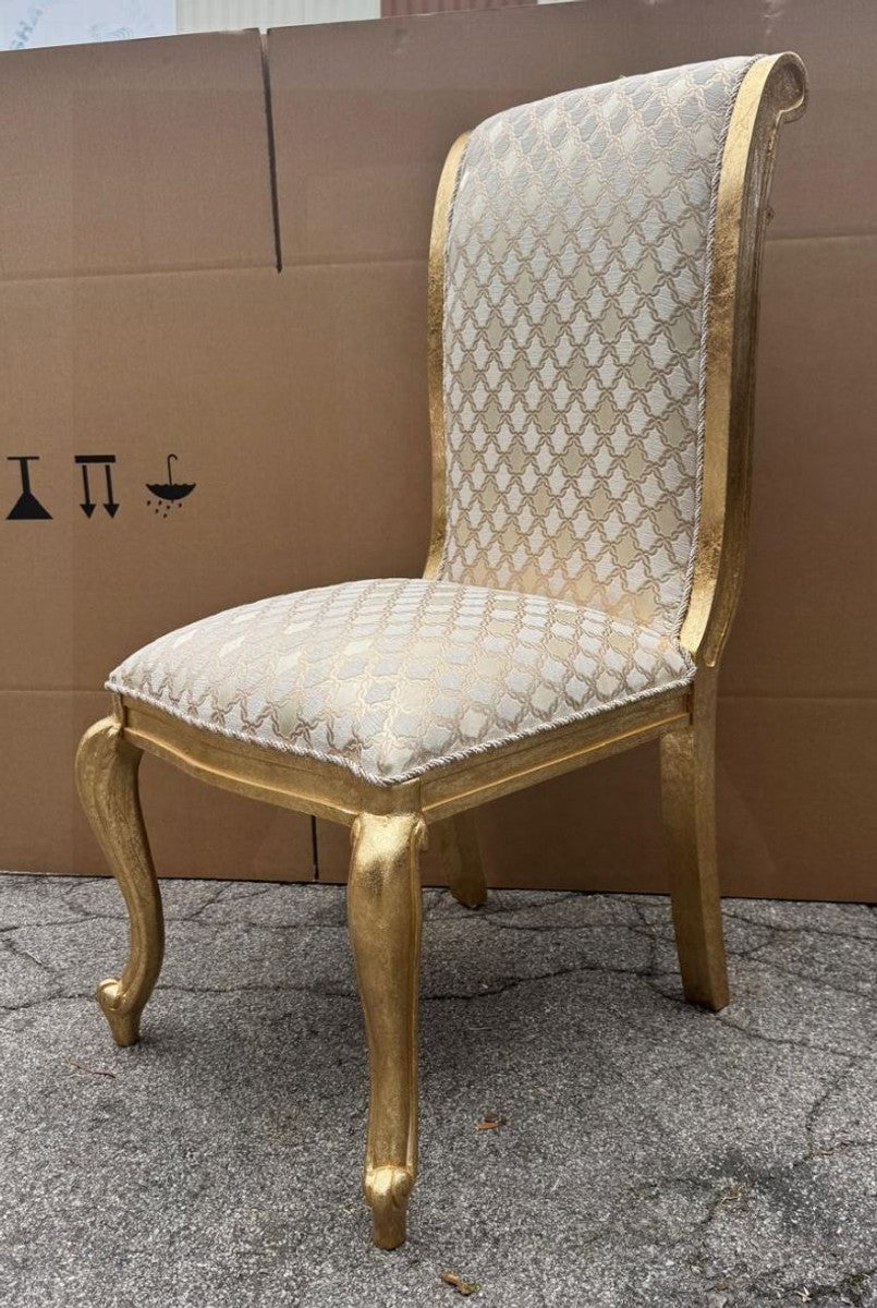 Luxus Barock Esszimmer Stuhl Gold Muster / Gold H. 105 cm - Barock Möbel