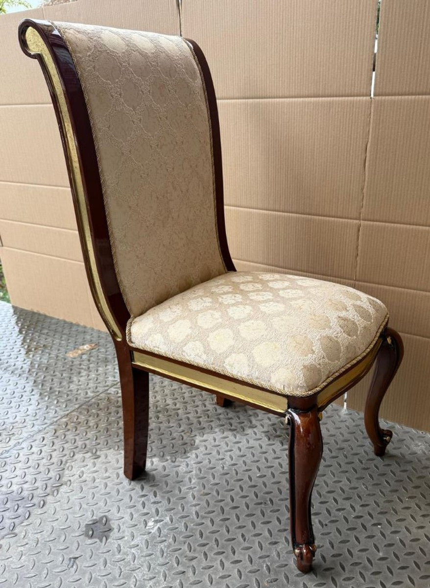 Luxus Barock Esszimmer Stuhl Gold / Braun H. 105 cm - Esszimmer Möbel