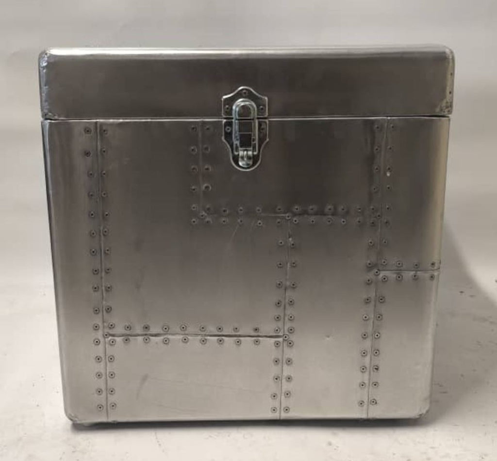 Aluminium Beistelltisch / Truhe 50 cm - Art Deco Vintage Flieger Möbel