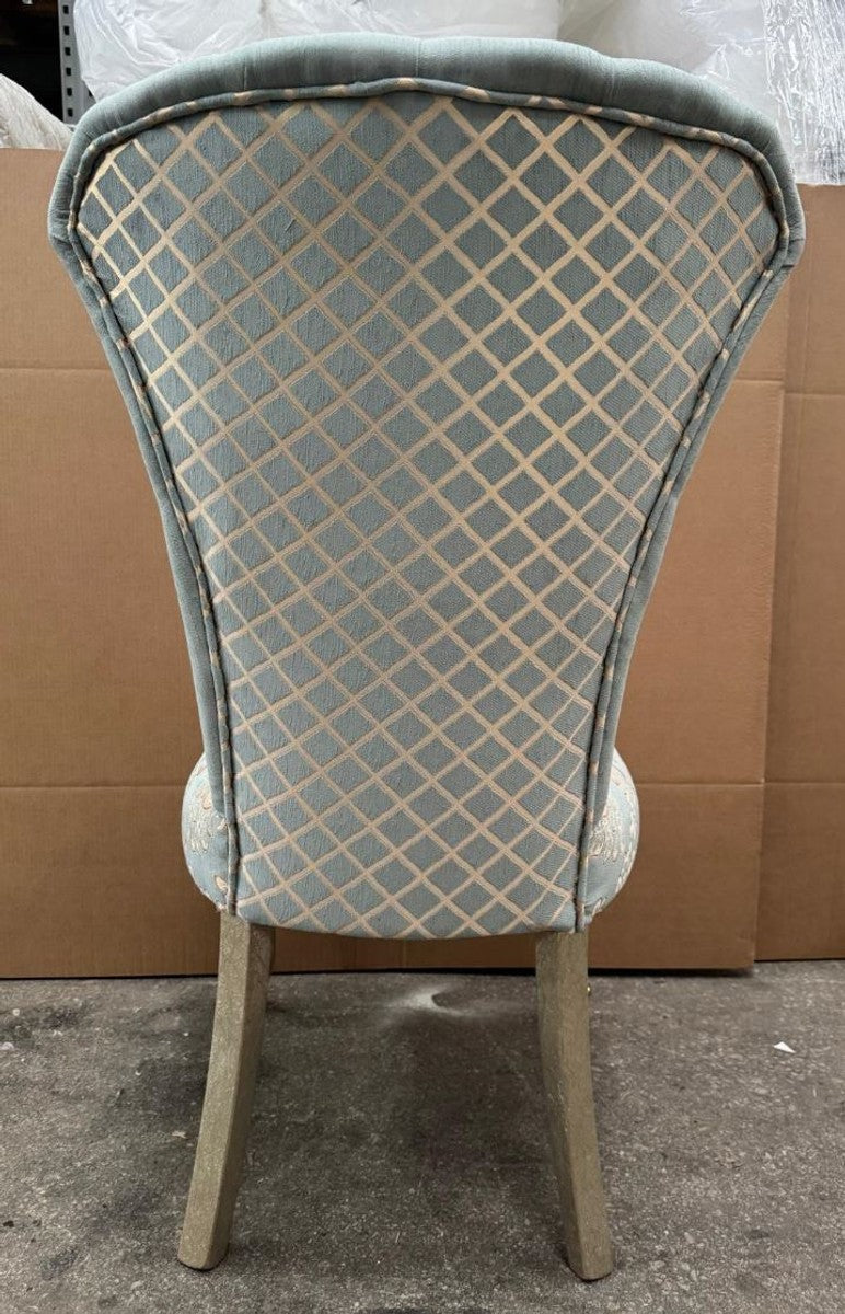 Luxus Barock Esszimmer Stuhl Türkis / Silber / Gold - Barock Möbel