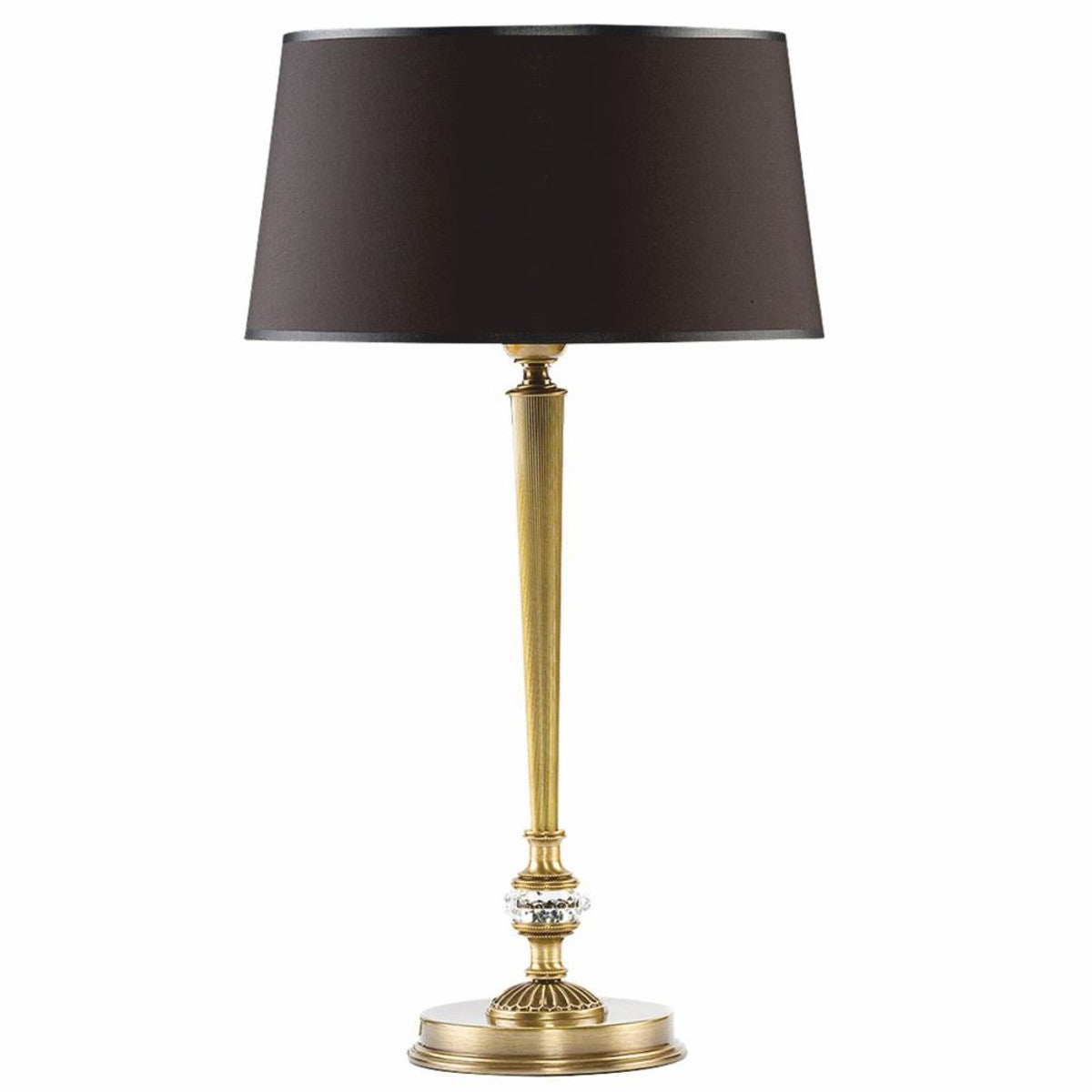 Luxus Barock Kristall Tischleuchte Messing mit Patina / Dunkelbraun H. 60 cm