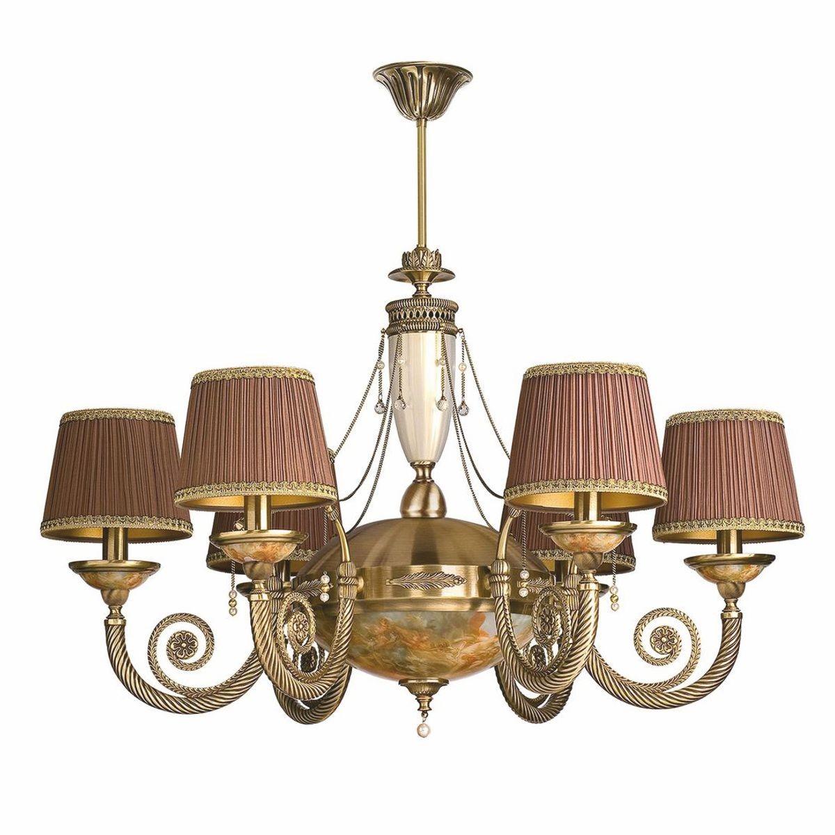 Luxus Barock Kronleuchter Messing mit Patina Ø 91 x H. 70 cm