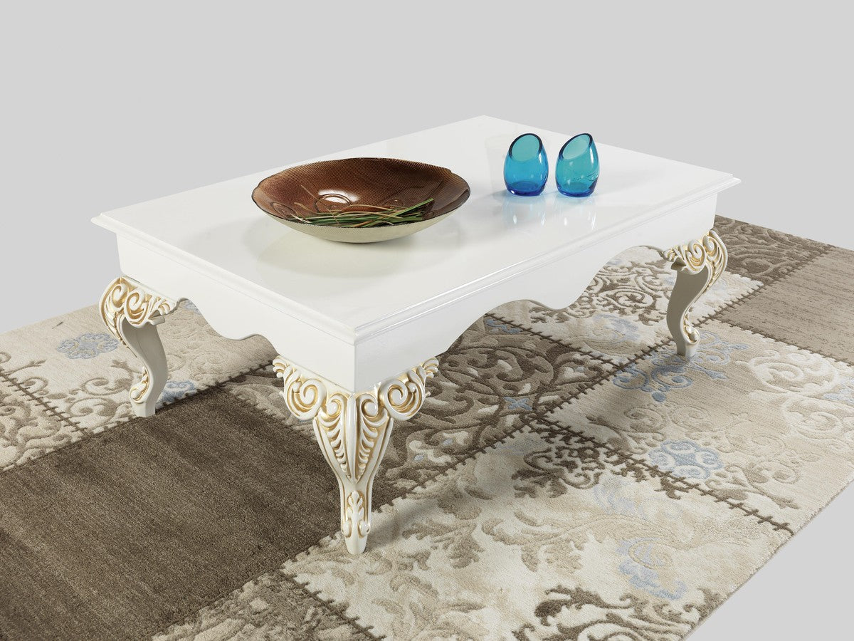 Barock Wohnzimmer Set Hellgrau / Weiß / Creme / Gold - 2 Sofas & 2 Sessel & 1 Couchtisch - Edle Wohnzimmer Möbel im Barockstil