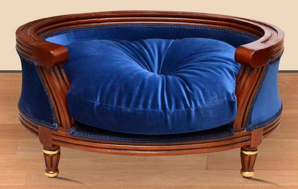 Barock Hundebett Royal Blau / Braun / Gold - Barock Hundemöbel - Barock Tiermöbel - Möbel im Barockstil