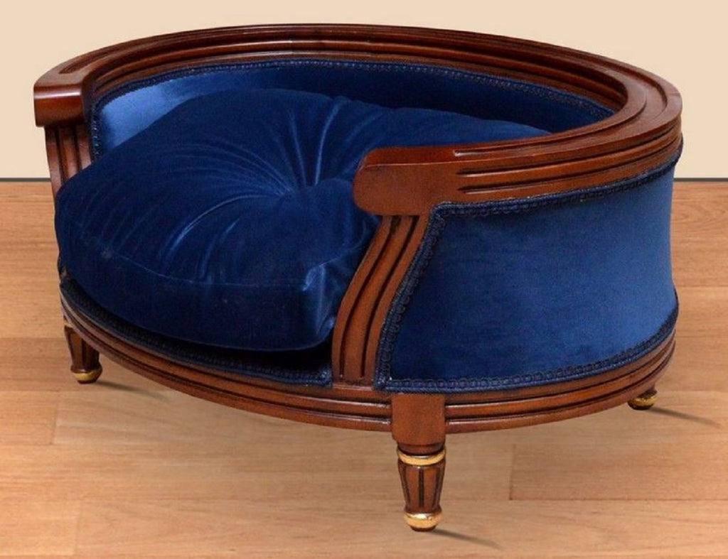 Barock Hundebett Royal Blau / Braun / Gold - Barock Hundemöbel - Barock Tiermöbel - Möbel im Barockstil