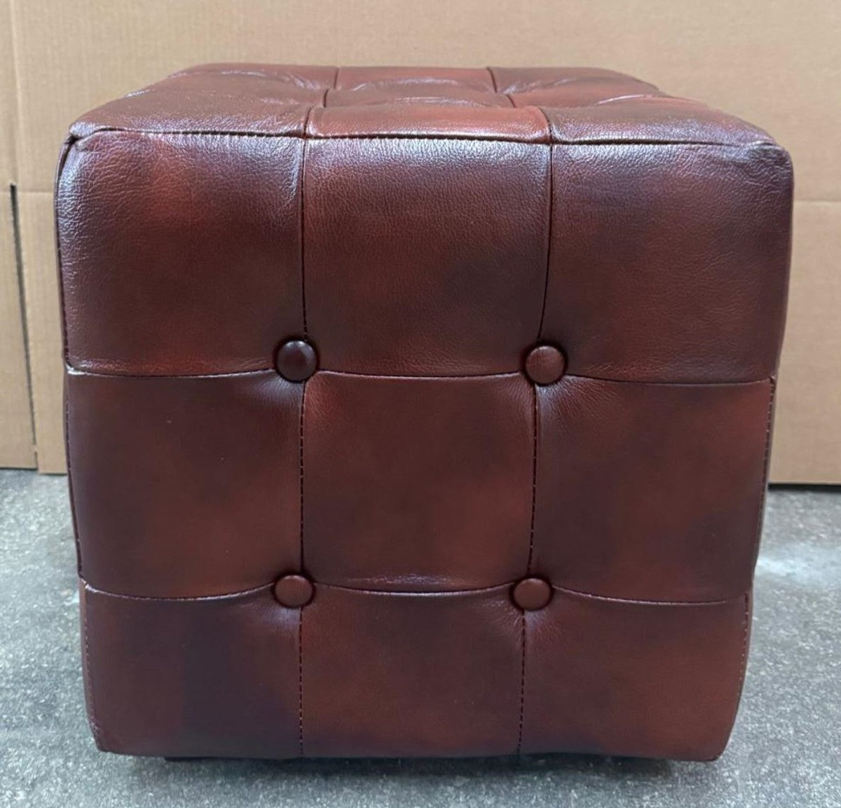 Luxus Chesterfield Leder Echtleder Hocker Sitzhocker Dunkelbraun