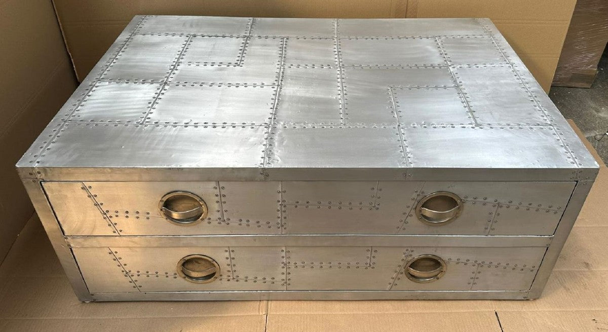 Aluminium Flugzeug Flieger Couchtisch Silber 120 cm - Aluminium Flugzeug Flieger Möbel
