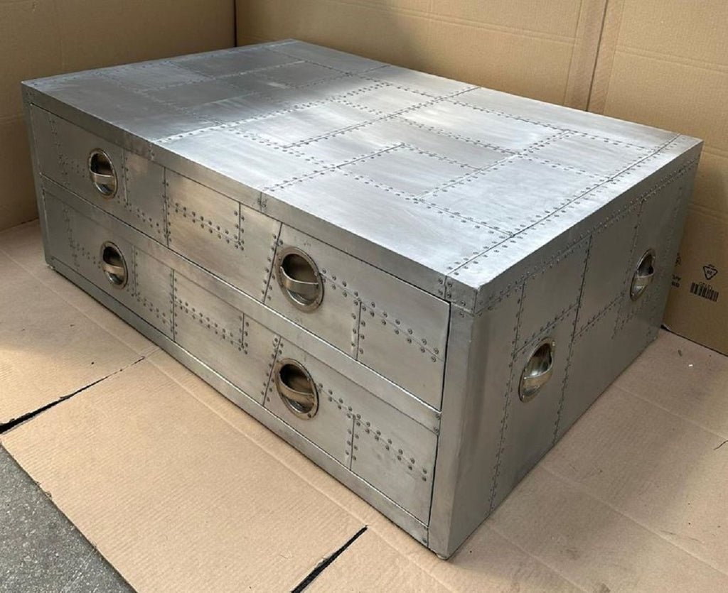 Aluminium Flugzeug Flieger Couchtisch Silber 120 cm - Aluminium Flugzeug Flieger Möbel