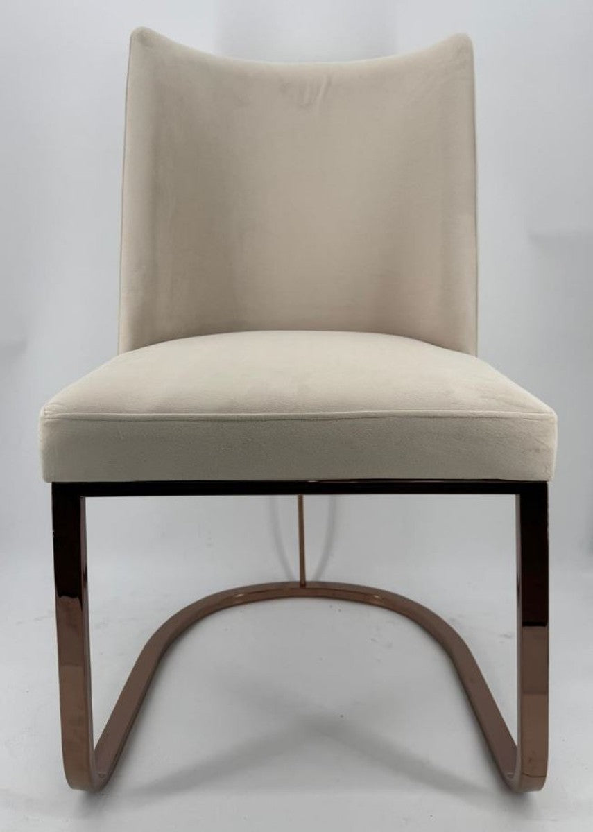 Luxus Esszimmer Stuhl Creme / Bronze - Esszimmer Möbel