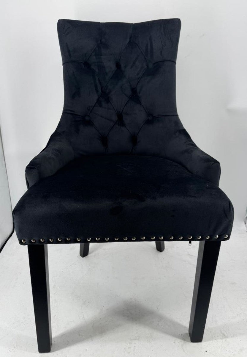 Luxus Samt Esszimmer Stuhl Schwarz H. 100 cm - Esszimmer Möbel