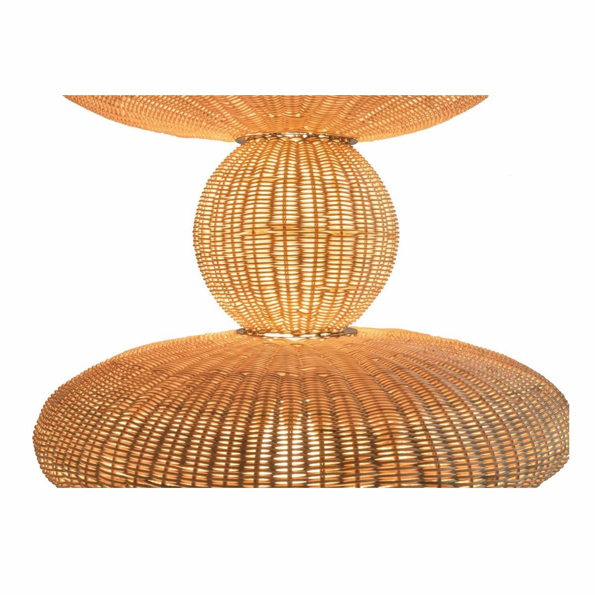 Luxus Rattan LED Hängeleuchte Naturfarben H. 147 cm - Luxus Pendelleuchten