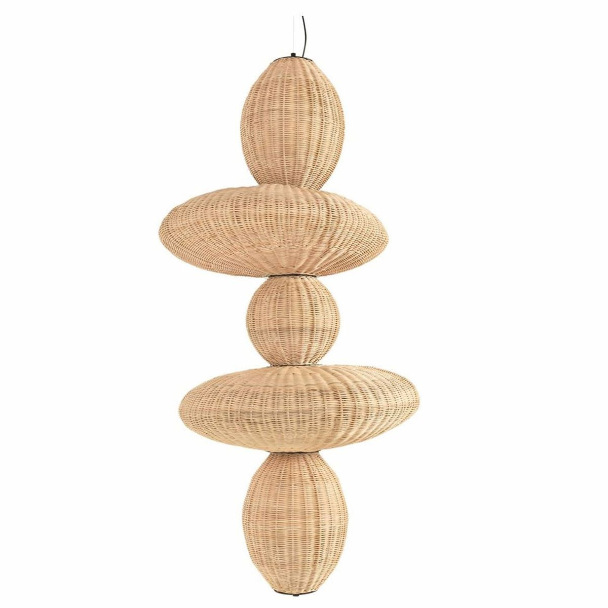 Luxus Rattan LED Hängeleuchte Naturfarben H. 147 cm - Luxus Pendelleuchten