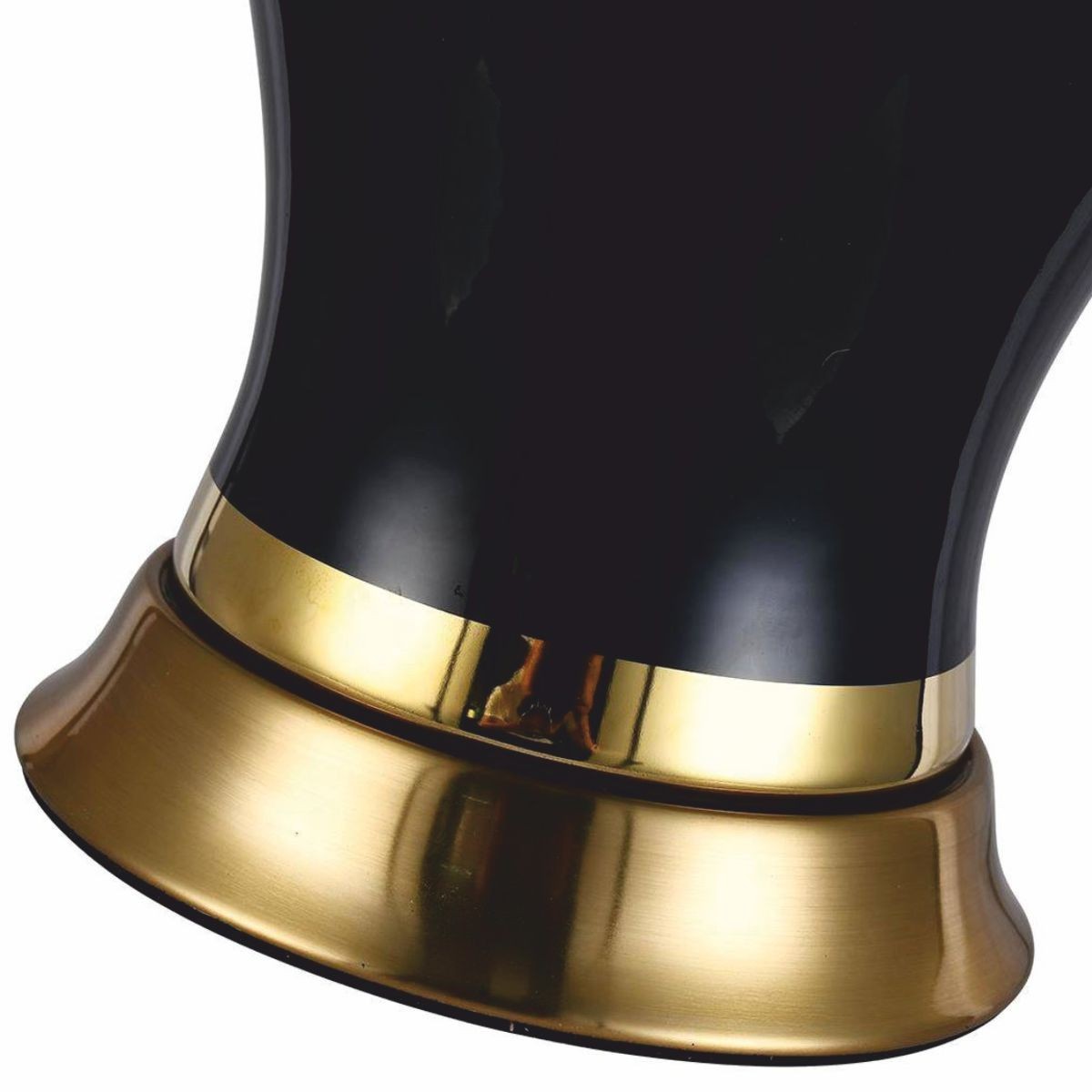 Luxus Keramik Tischleuchte Schwarz / Gold / Weiß Ø 40 x H. 72 cm