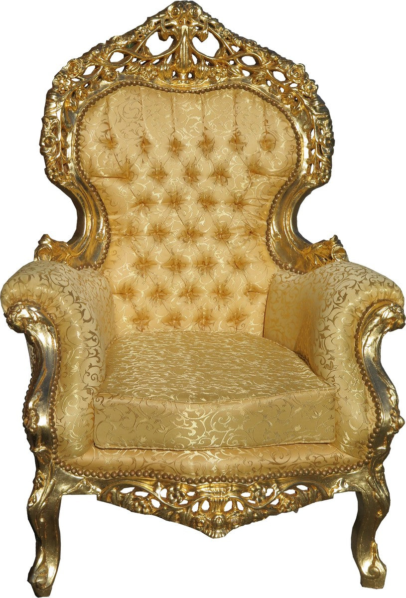 Barock Wohnzimmer Set Versailles II Gold Muster / Antik Gold - 3er Sofa + 2 Sessel