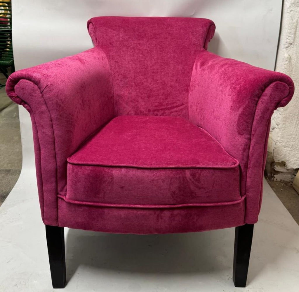 Luxus Samt Sessel Pink / Schwarz - Wohnzimmer Möbel