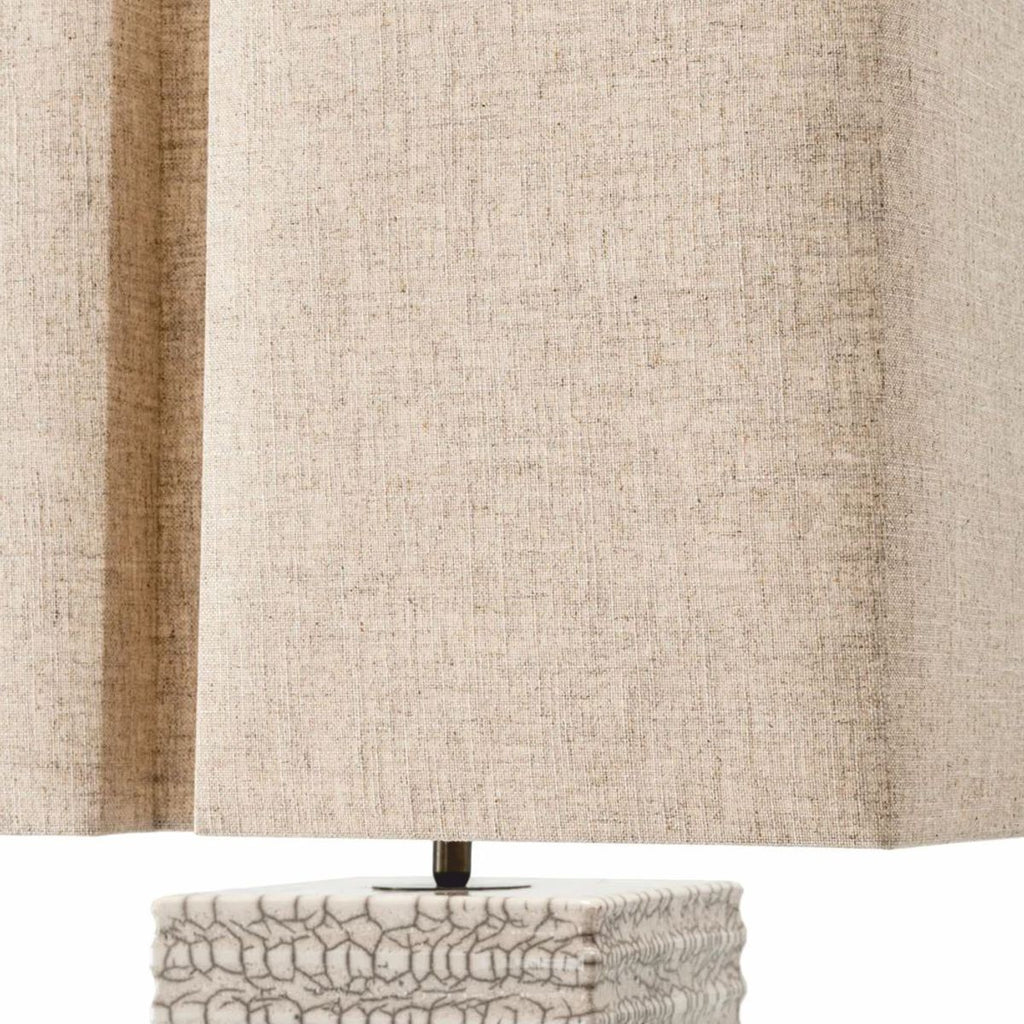 Luxus Keramik Stehleuchte mit Lampenschirm Antik Weiß / Beige H. 165 cm