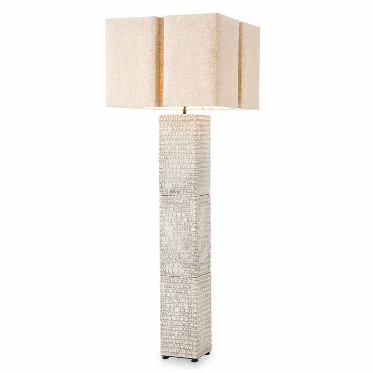 Luxus Keramik Stehleuchte mit Lampenschirm Antik Weiß / Beige H. 165 cm