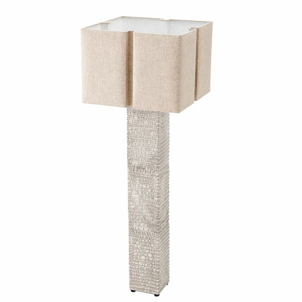 Luxus Keramik Stehleuchte mit Lampenschirm Antik Weiß / Beige H. 165 cm