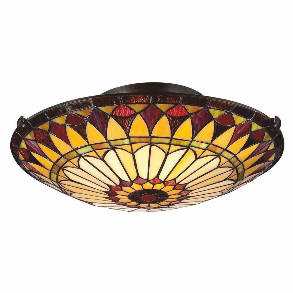 Luxus Tiffany Deckenleuchte Gelb / Rot / Vintage Bronze Ø 42 cm