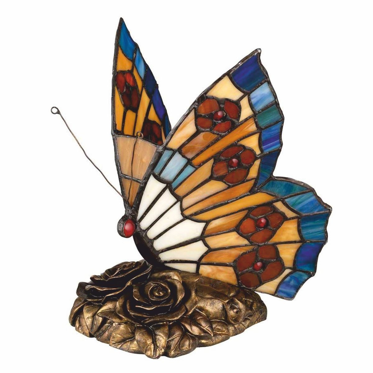Luxus Tiffany LED Tischleuchte Schmetterling Bunt / Bronze - Tiffany Deko Leuchten