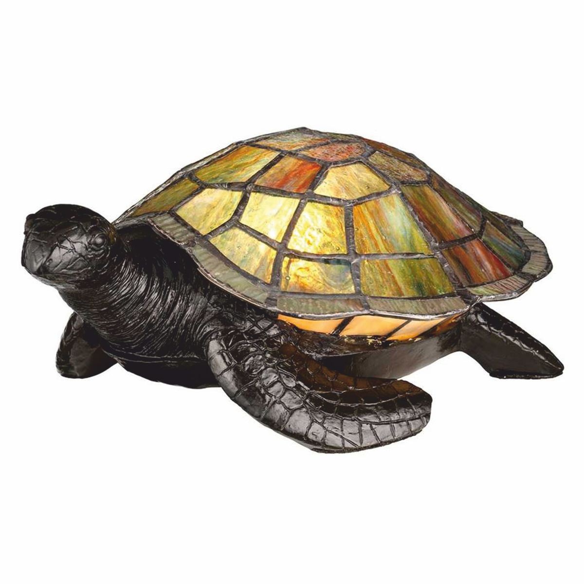 Luxus Tiffany LED Tischleuchte Schildkröte Bunt / Vintage Bronze
