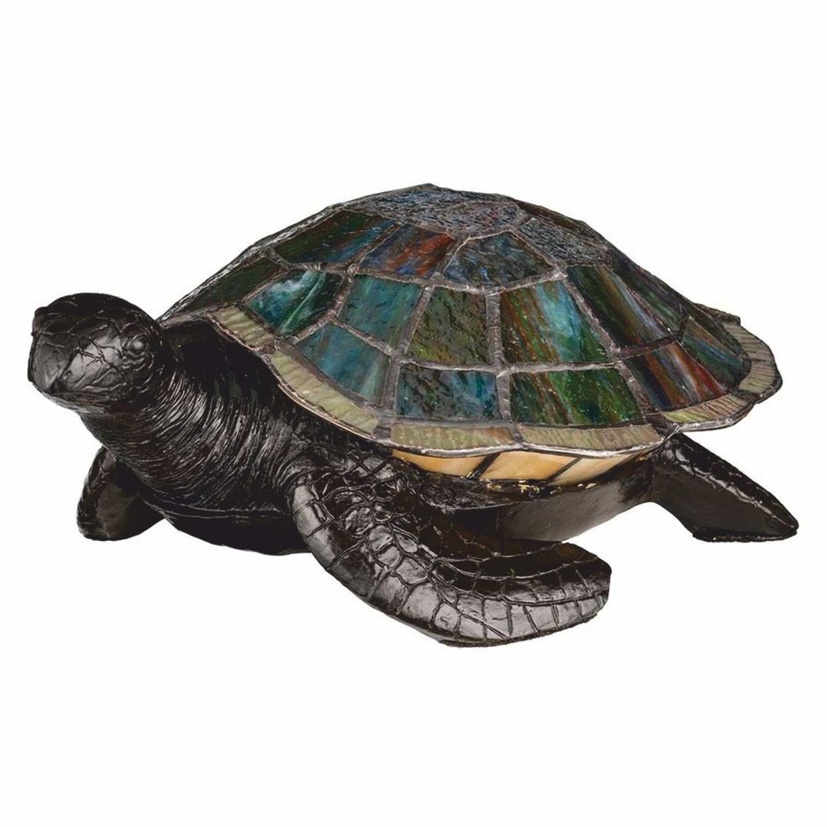 Luxus Tiffany LED Tischleuchte Schildkröte Bunt / Vintage Bronze