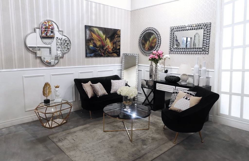 Art Deco Kristall Wandspiegel 66, 2 x 3 x H. 96,6 cm - Rechteckiger Wohnzimmer Spiegel - Art Deco Möbel