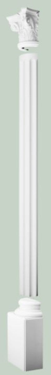 Barock Zierelement Säulen Kopfteil Weiß 36 x 18 x H. 30 cm - Prunkvolle Wanddeko - Barock Deko