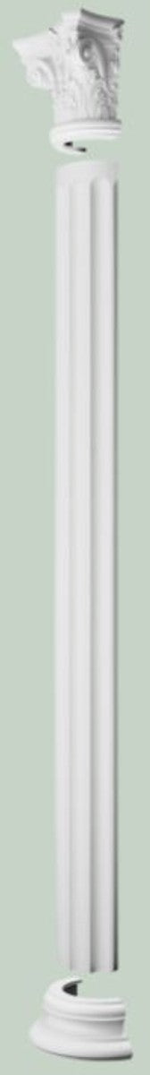 Barock Zierelement Säulen Kopfteil Weiß 36 x 18 x H. 30 cm - Prunkvolle Wanddeko - Barock Deko