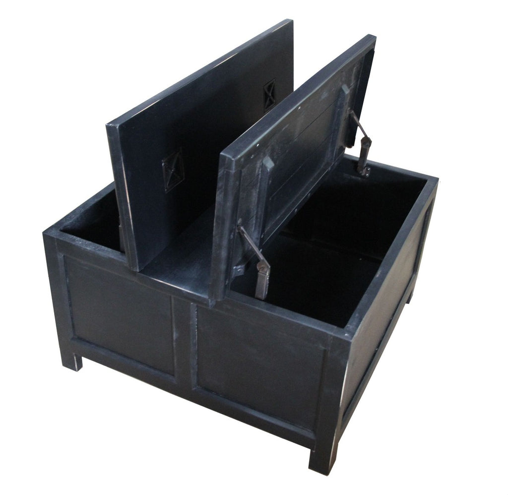 aufklappbarer Couchtisch in Schwarz - 85,5 cm x 85,5 cm x H45 cm - Landhausstil