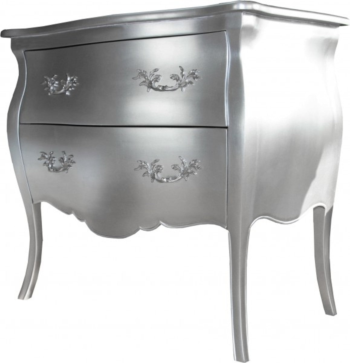 Barock Kommode mit 2 Schubladen Mod2 Silber Breite 95 cm, Höhe 86 cm - Barock Möbel