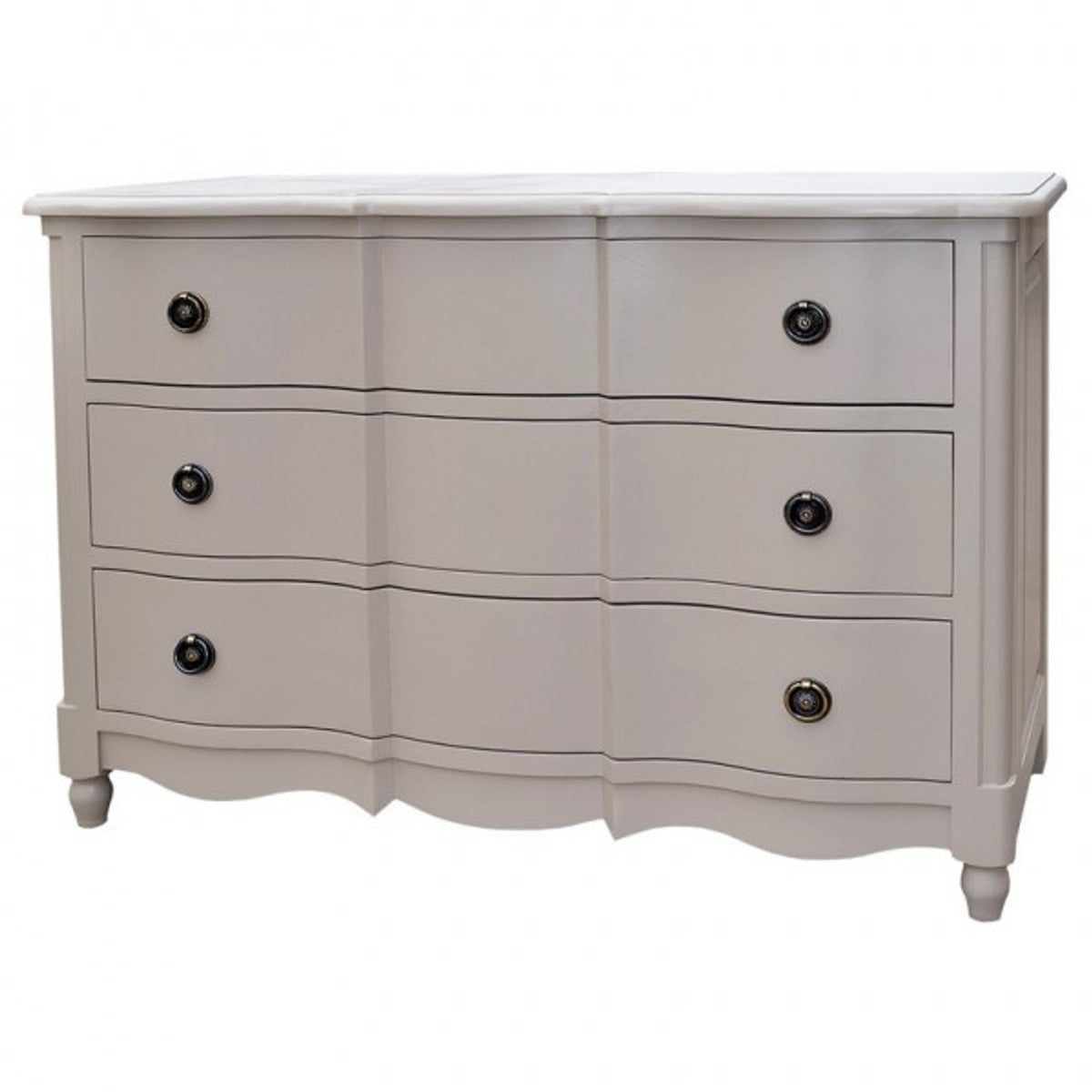 Barock Kommode mit 3 Schubladen 130 cm - Jugendstil Landhaus Stil Möbel - Massivholz