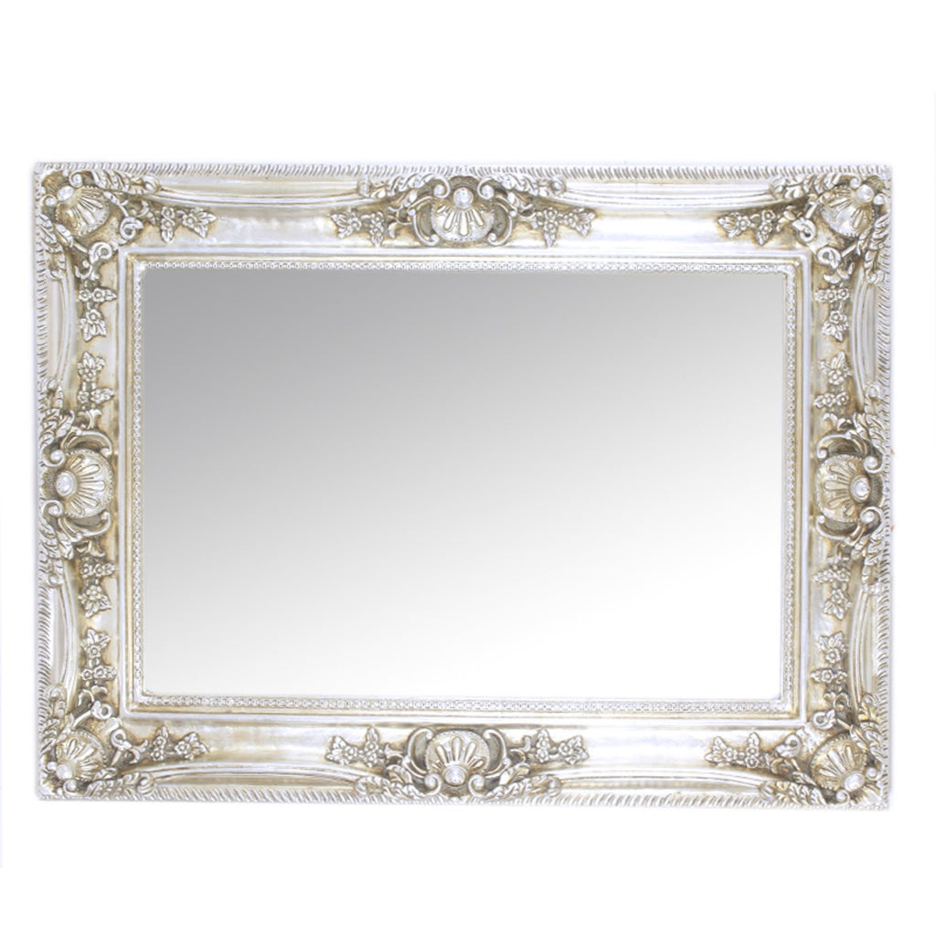 Barock Wandspiegel Silber mit Patina Höhe 130 cm, Breite 96 cm - Edel & Prunkvoll